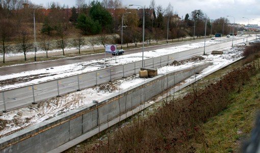 Budowa linii tramwajowej przy alei Sikorskiego (2 stycznia 2015)
