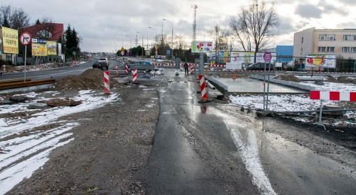 Budowa linii tramwajowej przy alei Sikorskiego (2 stycznia 2015)