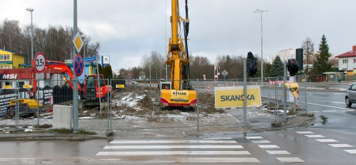 Budowa linii tramwajowej przy alei Sikorskiego (2 stycznia 2015)