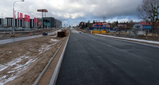 Budowa linii tramwajowej przy alei Sikorskiego (2 stycznia 2015)