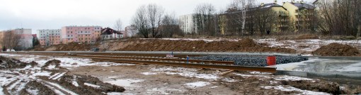 Budowa linii tramwajowej przy ulicy Witosa (2 stycznia 2015)