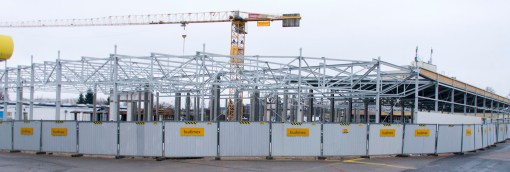 Budowa zajezdni tramwajowej przy ulicy Towarowej i Kołobrzeskiej (2 stycznia 2015)