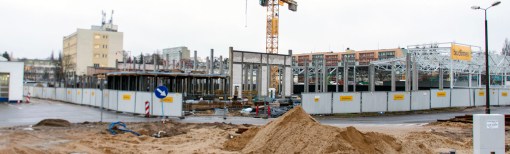 Budowa zajezdni tramwajowej przy ulicy Towarowej i Kołobrzeskiej (2 stycznia 2015)