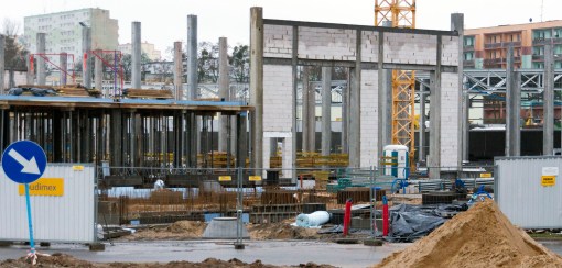 Budowa zajezdni tramwajowej przy ulicy Towarowej i Kołobrzeskiej (2 stycznia 2015)