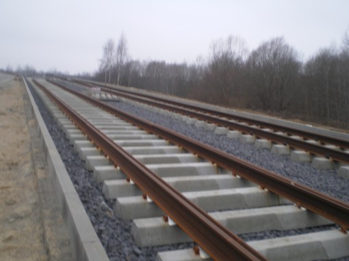 Budowa linii tramwajowej przy ulicy Płoskiego (15 lutego 2015)