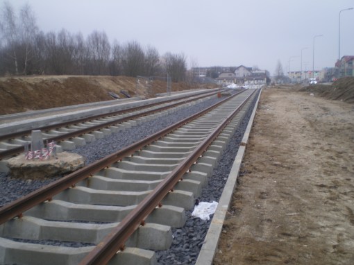 Budowa linii tramwajowej przy ulicy Witosa (15 lutego 2015)