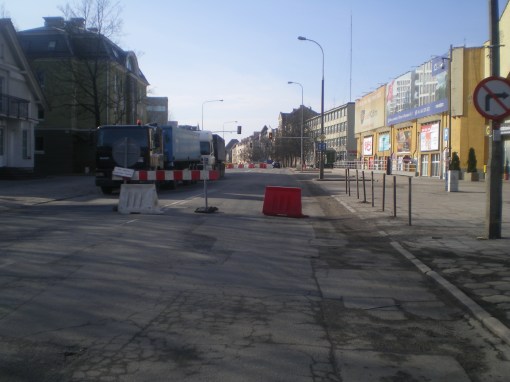 Budowa linii tramwajowej w ulicy Kościuszki (8 marca 2015)