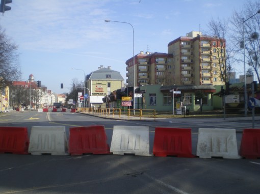 Budowa linii tramwajowej w ulicy Kościuszki (8 marca 2015)
