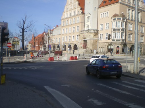 Budowa linii tramwajowej na placu Jana Pawła II (8 marca 2015)
