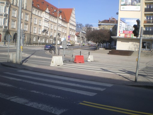 Budowa linii tramwajowej na placu Jana Pawła II (8 marca 2015)