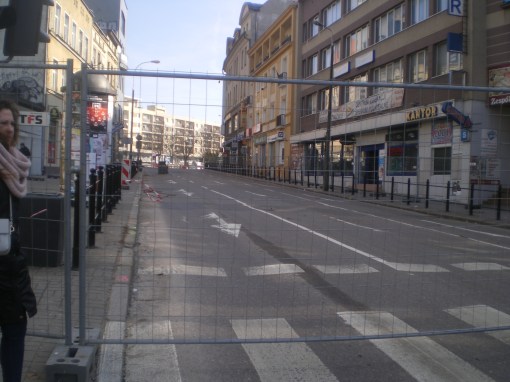 Budowa linii tramwajowej w ulicy 11 Listopada (8 marca 2015)