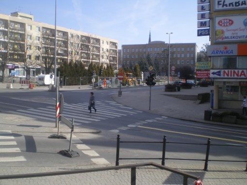 Budowa linii tramwajowej na placu Jana Pawła II (8 marca 2015)