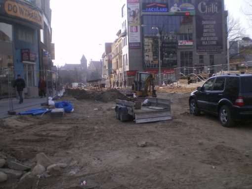 Budowa linii tramwajowej w ulicy 11 Listopada (20 marca 2015)