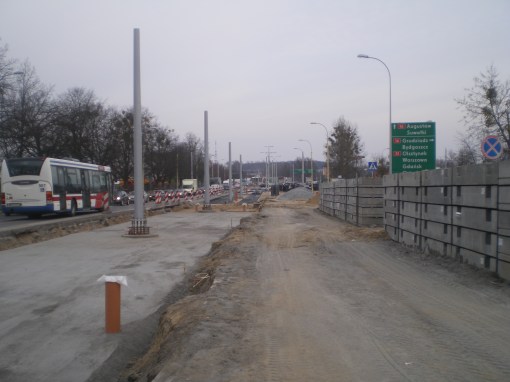 Budowa linii tramwajowej w ulicy Towarowej (20 marca 2015)