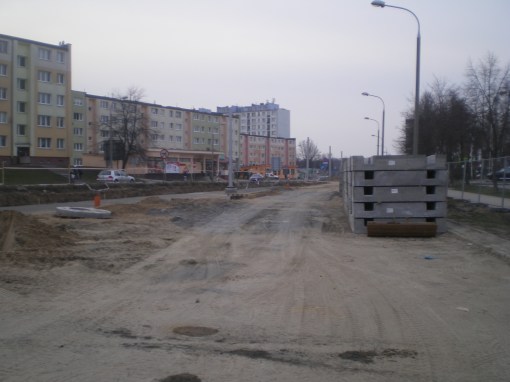 Budowa linii tramwajowej w ulicy Dworcowej (20 marca 2015)