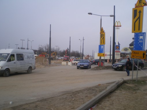 Budowa linii tramwajowej na placu Konstytucji 3 Maja (20 marca 2015)