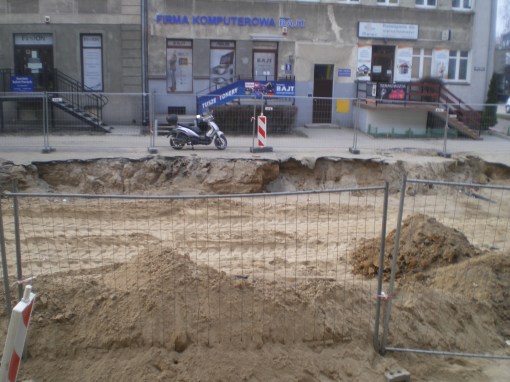 Budowa linii tramwajowej w ulicy Kościuszki (20 marca 2015)