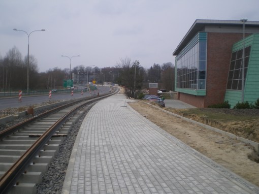 Budowa linii tramwajowej przy ulicy Tuwima (21 marca 2015)