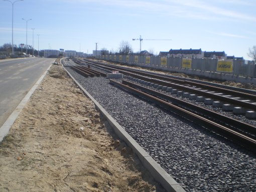 Budowa linii tramwajowej przy ulicy Płoskiego (22 marca 2015)