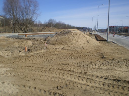 Budowa linii tramwajowej przy ulicy Witosa (22 marca 2015)