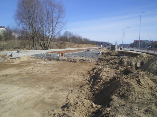 Budowa linii tramwajowej przy ulicy Witosa (22 marca 2015)