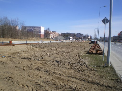 Budowa linii tramwajowej przy ulicy Witosa (22 marca 2015)