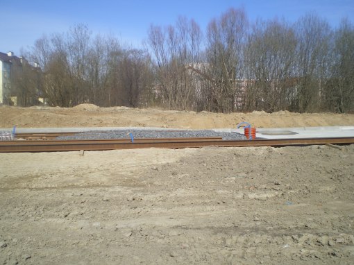 Budowa linii tramwajowej przy ulicy Witosa (22 marca 2015)