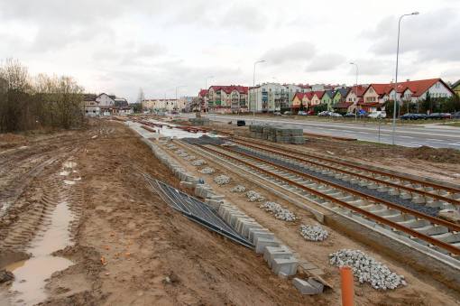 Budowa linii tramwajowej przy ulicy Witosa (4 kwietnia 2015)