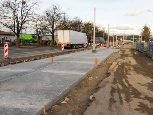 Budowa linii tramwajowej w ulicy Towarowej (3 kwietnia 2015)