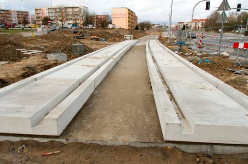 Budowa linii tramwajowej przy ulicy Witosa (4 kwietnia 2015)