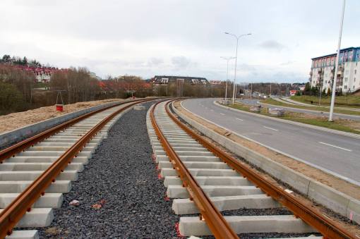 Budowa linii tramwajowej przy ulicy Płoskiego (4 kwietnia 2015)