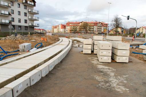 Budowa linii tramwajowej przy ulicy Witosa (4 kwietnia 2015)