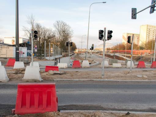 Budowa ulicy Obiegowej (3 kwietnia 2015)