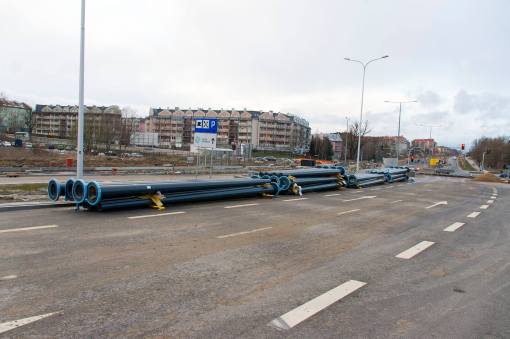 Budowa linii tramwajowej przy ulicy Płoskiego (4 kwietnia 2015)