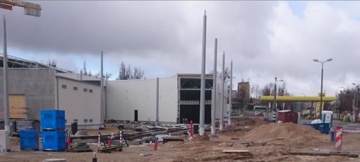 Budowa zajezdni tramwajowej przy ulicy Towarowej i Kołobrzeskiej (12 kwietnia 2015)