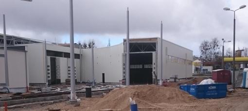 Budowa zajezdni tramwajowej przy ulicy Towarowej i Kołobrzeskiej (12 kwietnia 2015)