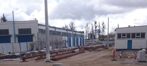 Budowa zajezdni tramwajowej przy ulicy Towarowej i Kołobrzeskiej (12 kwietnia 2015)