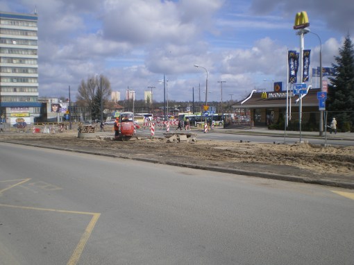 Budowa linii tramwajowej w ulicy Dworcowej (16 kwietnia 2015)