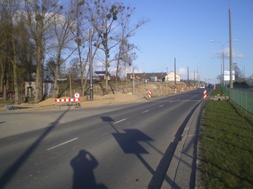 Budowa linii tramwajowej przy ulicy Tuwima (16 kwietnia 2015)