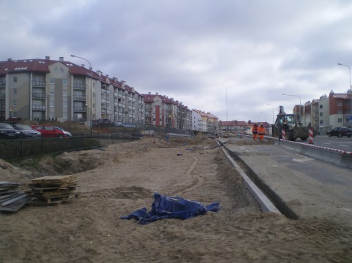 Budowa linii tramwajowej przy ulicy Witosa (17 kwietnia 2015)