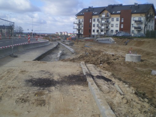 Budowa linii tramwajowej przy ulicy Witosa (17 kwietnia 2015)