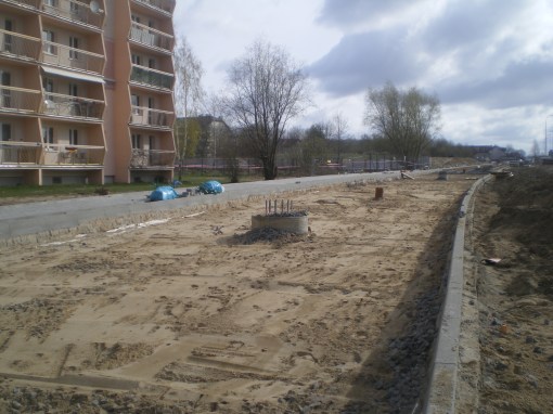 Budowa linii tramwajowej przy ulicy Witosa (17 kwietnia 2015)