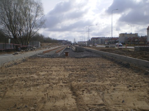 Budowa linii tramwajowej przy ulicy Witosa (17 kwietnia 2015)