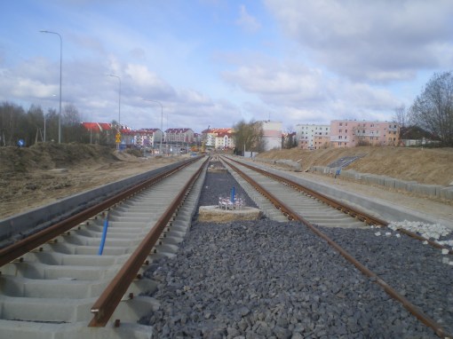 Budowa linii tramwajowej przy ulicy Witosa (17 kwietnia 2015)