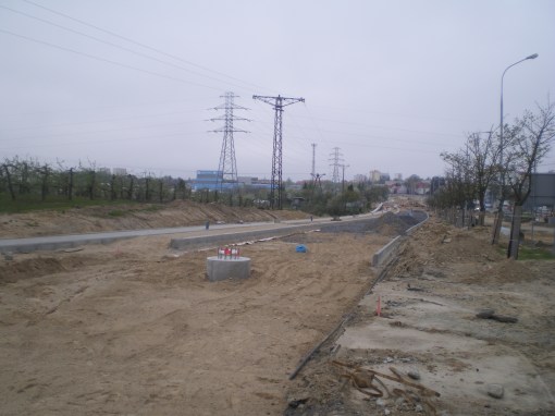 Budowa linii tramwajowej przy alei Sikorskiego (28 kwietnia 2015)