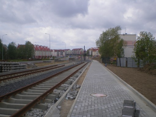 Budowa linii tramwajowej przy ulicy Witosa (10 maja 2015)