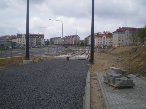Budowa linii tramwajowej przy ulicy Witosa (10 maja 2015) - miejsce przyszłego przystanku Laszki (dziś Witosa)