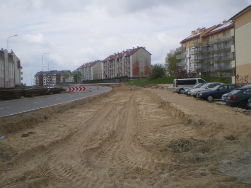 Budowa linii tramwajowej przy ulicy Witosa (10 maja 2015)