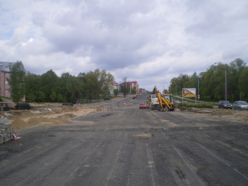 Budowa linii tramwajowej przy alei Sikorskiego (10 maja 2015)