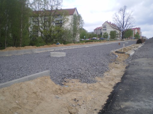 Budowa linii tramwajowej przy alei Sikorskiego (10 maja 2015)